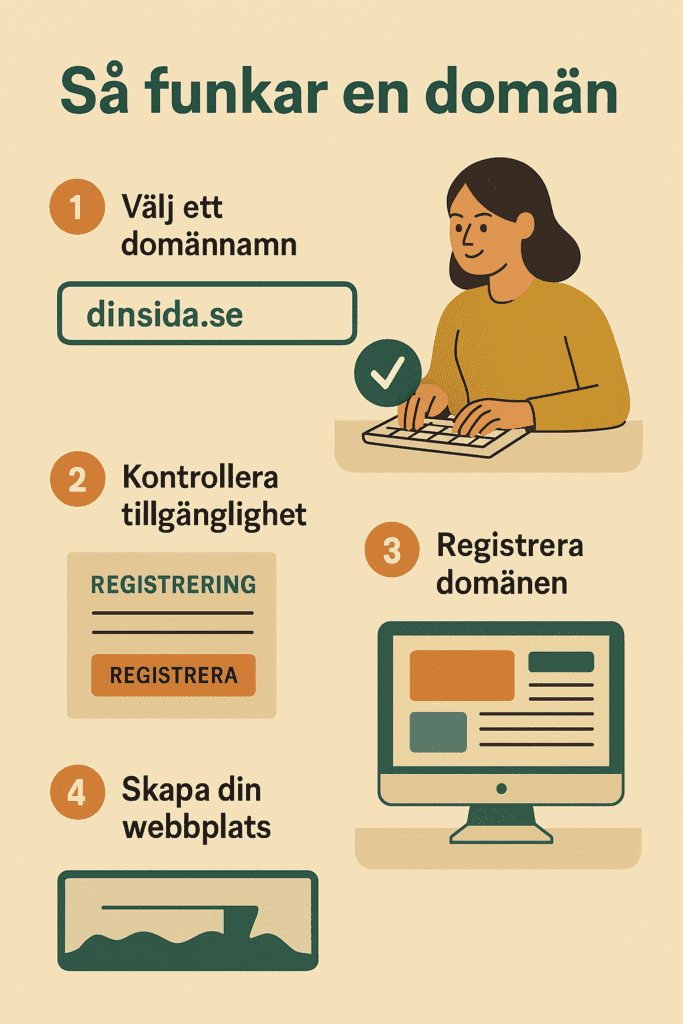 Infograf hur man registrerar en domän